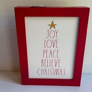 Rae Dunn Red Christmas Sign with Gold Star